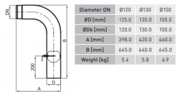 High elbow with valve KGS150/90-CZ2/W