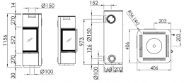 Стальная печь Spartherm CUBO S RLA, угловое стекло, черный цвет